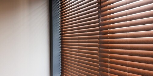 Wooden blinds in an intelligent interior