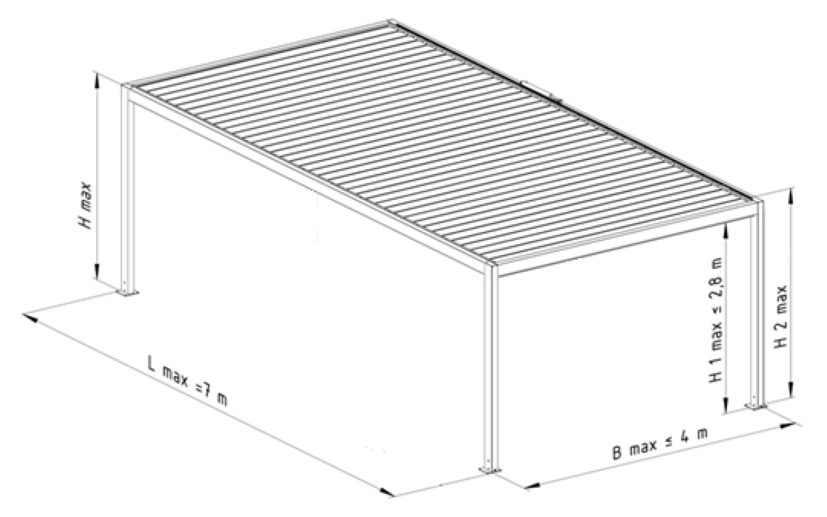 Pergola SB400 autoportante monomodulo