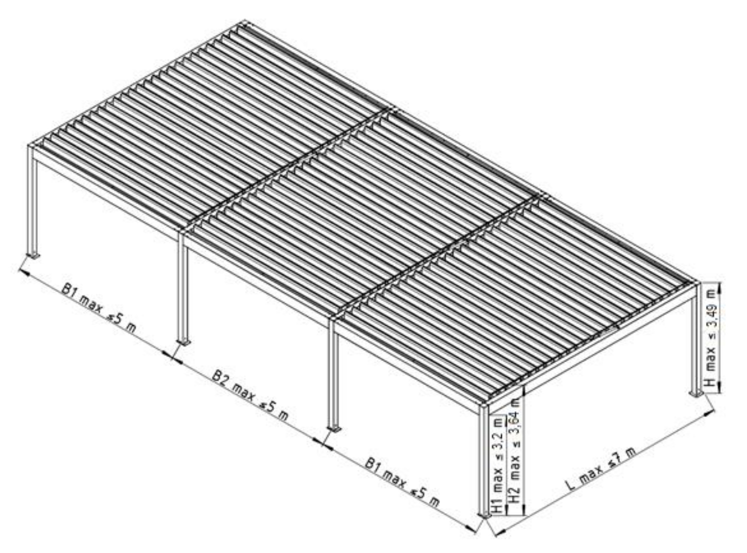 Pergola SB500 autoportante multimodulo