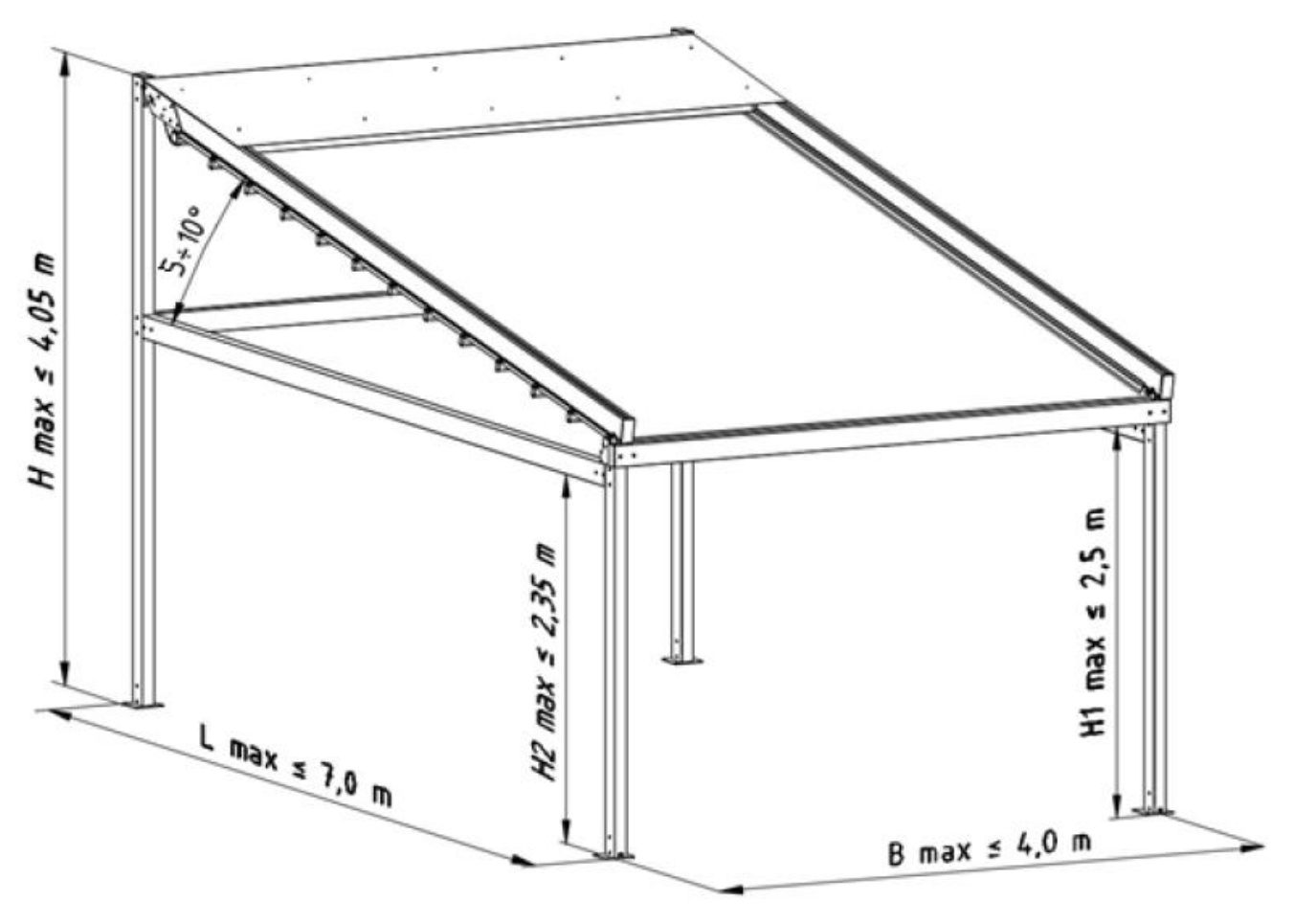Pergola SOLID autoportante monomodulo