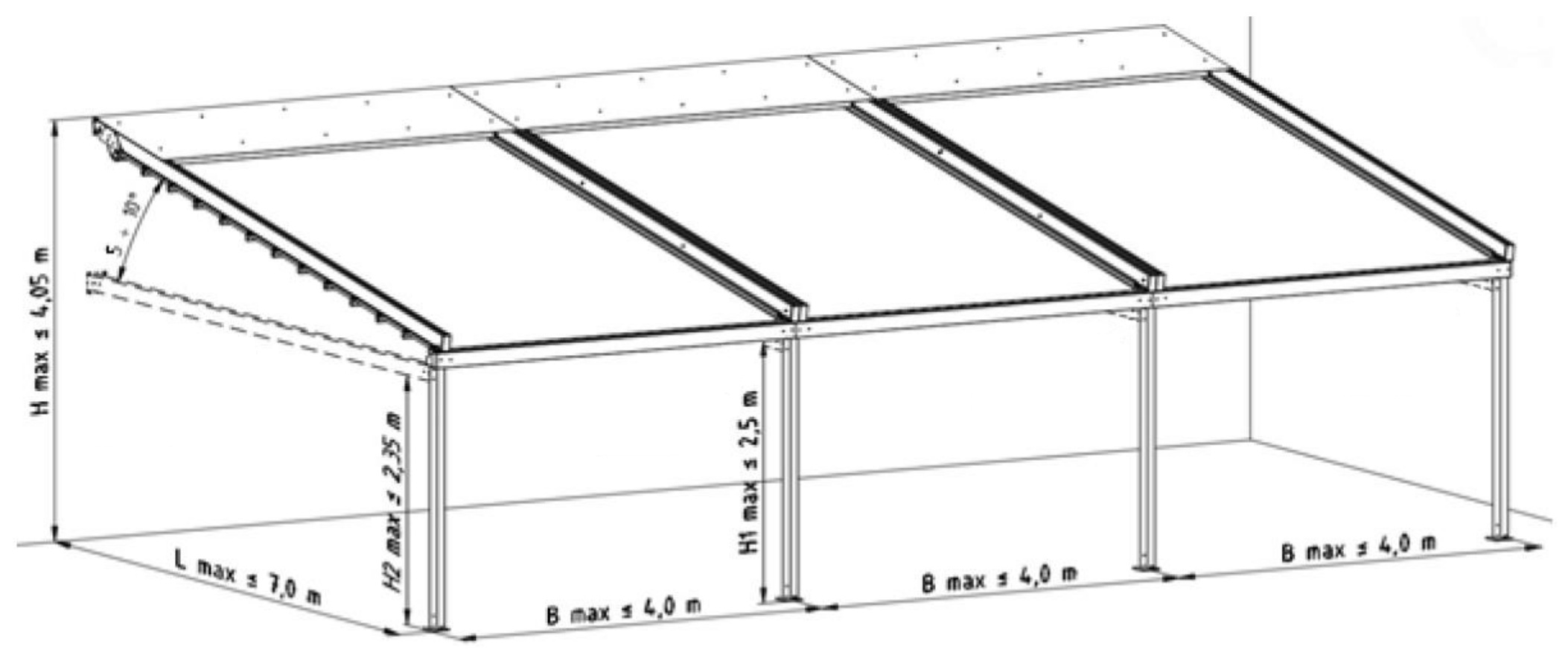 Pergola SOLID multimodulo addossata a parete