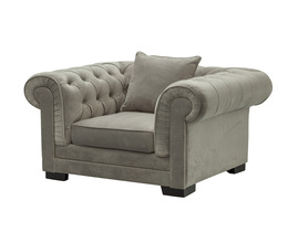 Poltrona Chesterfield Classica in velluto grigio chiaro 118x96x77cm