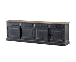 Cassettiera 240x48x94, colore nero antico e naturale