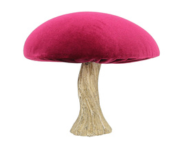 Dekoracja Velvet Mushroom 17 cm rubino