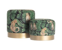 Set di pouf Wild Cat dorati - 2 pezzi