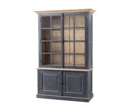 Credenza Gordes 110x46x230 nero antico e naturale