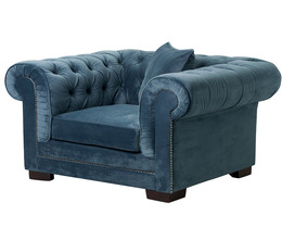 Poltrona Chesterfield Classica in velluto Midnight 118x96x77cm