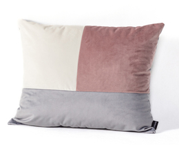 Poduszka Patchwork kwadratowa rosa grigio bianco