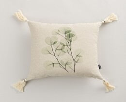 Fodera per cuscino in eucalipto con nappe, 45x45 cm