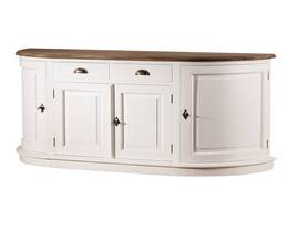 Cassettiera Brighton con 4 ante e 2 cassetti, colore bianco e naturale.