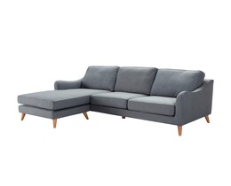Divano angolare Venuste blu denim/marrone