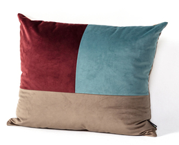 Poduszka Patchwork kwadratowa beige cioccolato blu