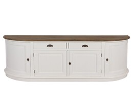 Cassettiera Brighton con 4 ante e 2 cassetti, colore bianco e naturale.