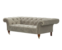 Divano Chesterfield Glamour in velluto grigio chiaro a 2 posti