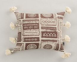 Fodera per cuscino con nappe, stile nomade tribale, 45x45 cm
