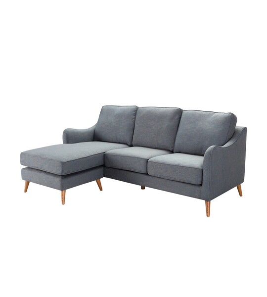 Corner sofa Venuste denim blue/brown