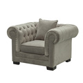 Armchair Chesterfield Classic Velvet Light Grey 118x96x77cm